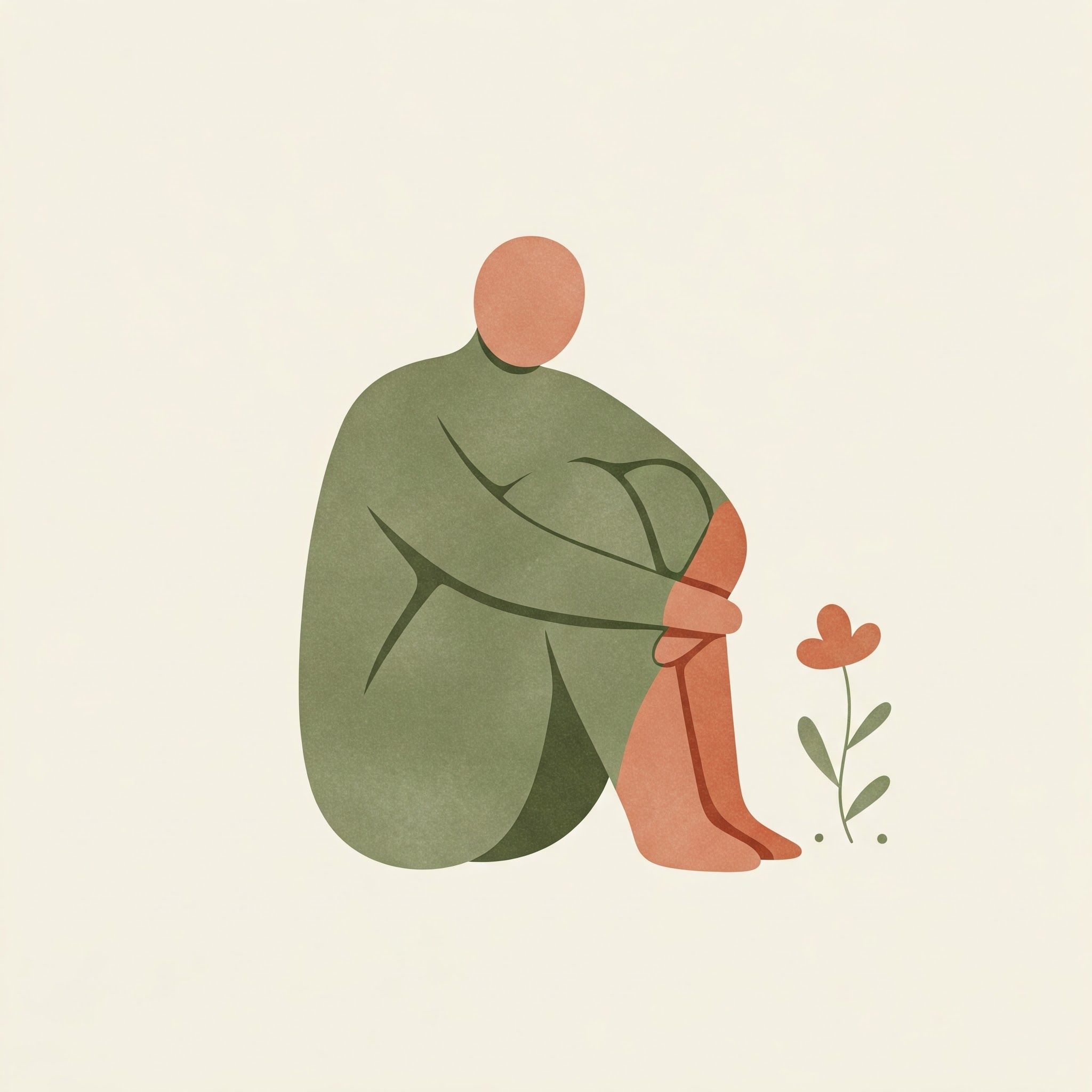 Dibujo de persona viendo una flor